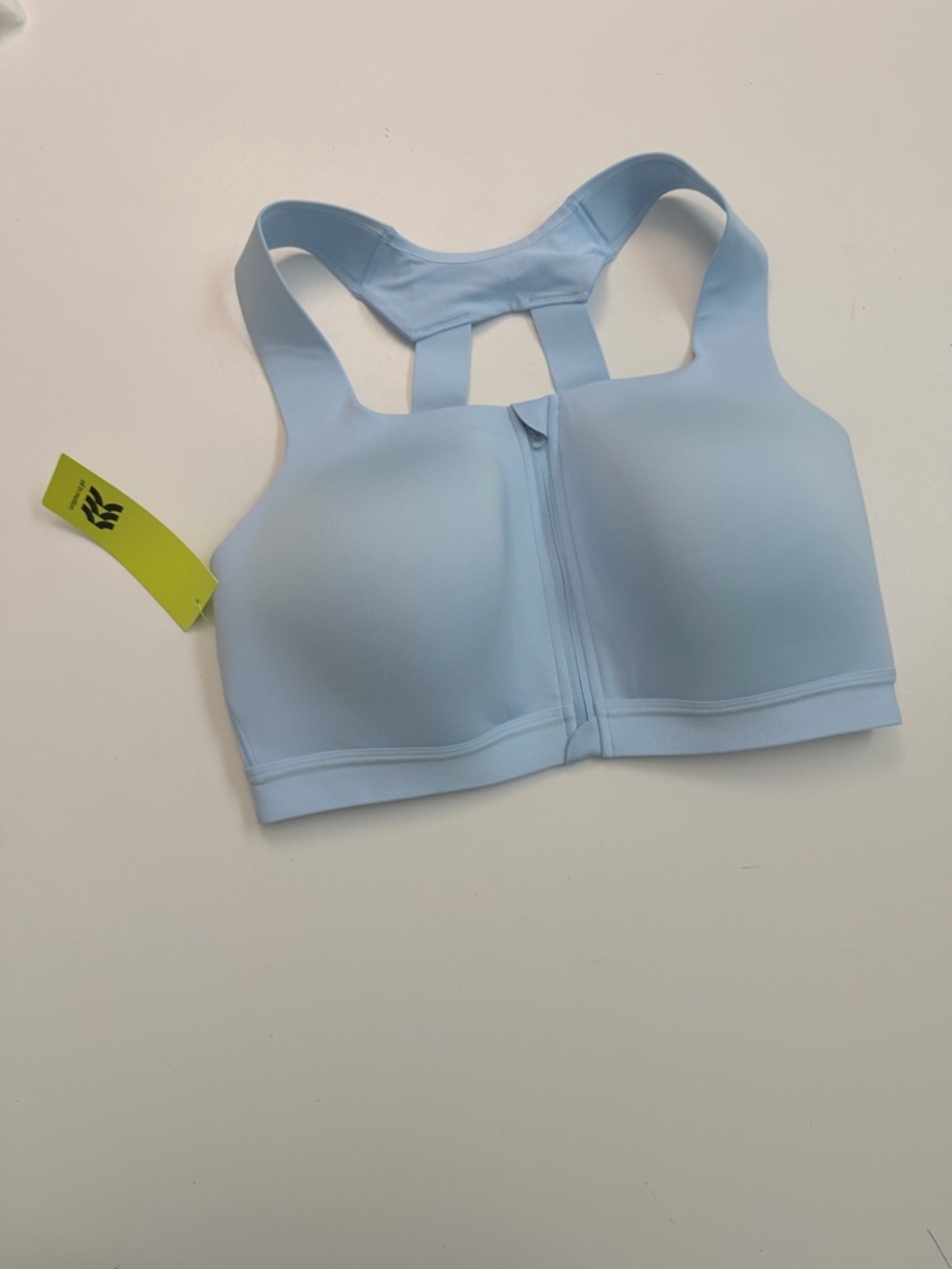 All In Motion Sports Bra High Support Impact Front Closure Zip Light Baby Blue